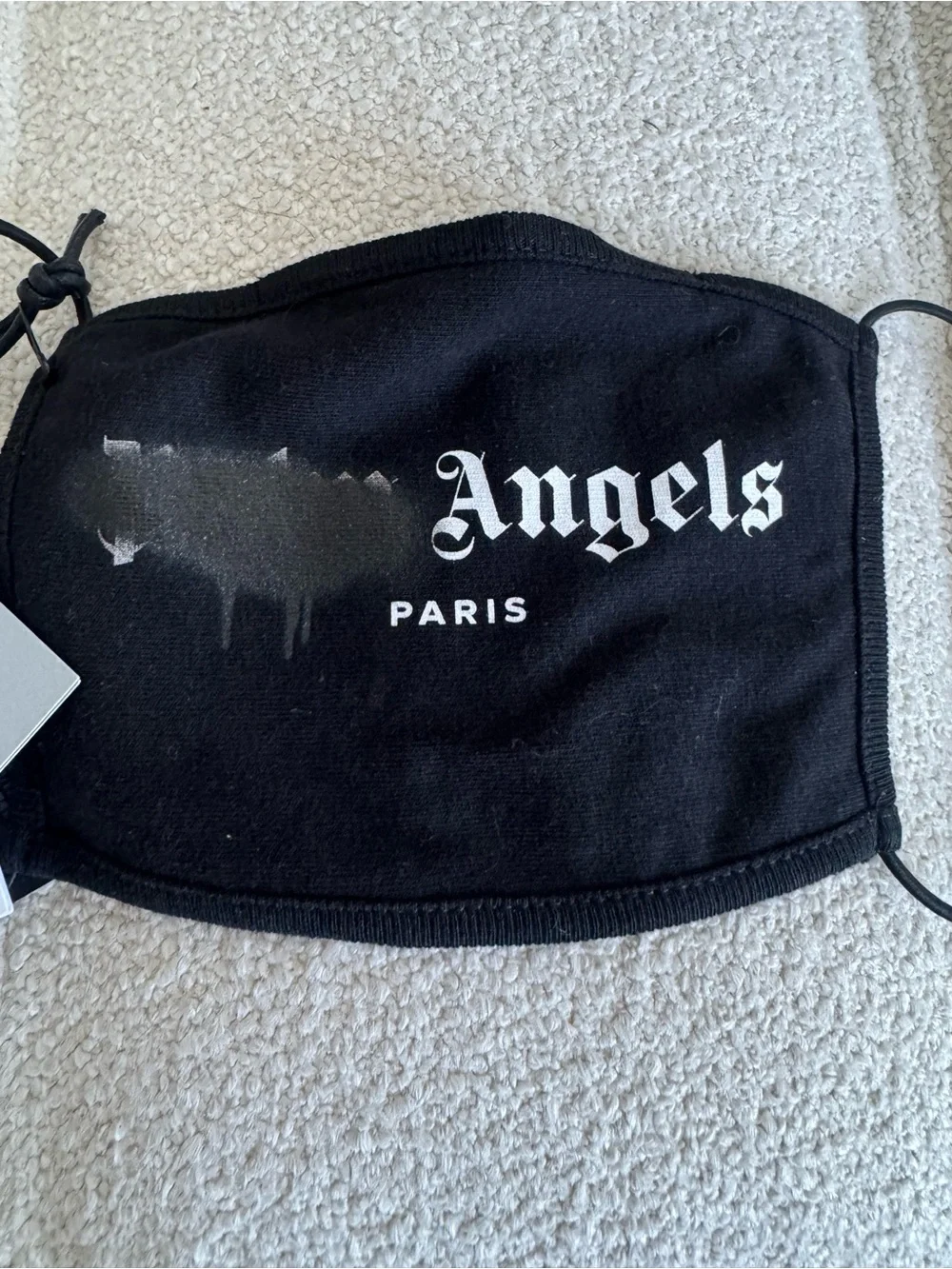 Palm Angels Printed Cotton-Jersey Safe Mask Black “Angels Paris” Logo NWT $268